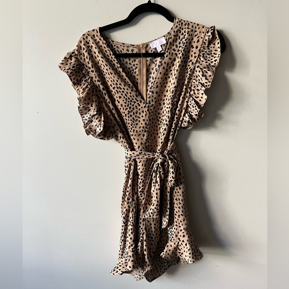 Pink Lily Leopard Romper